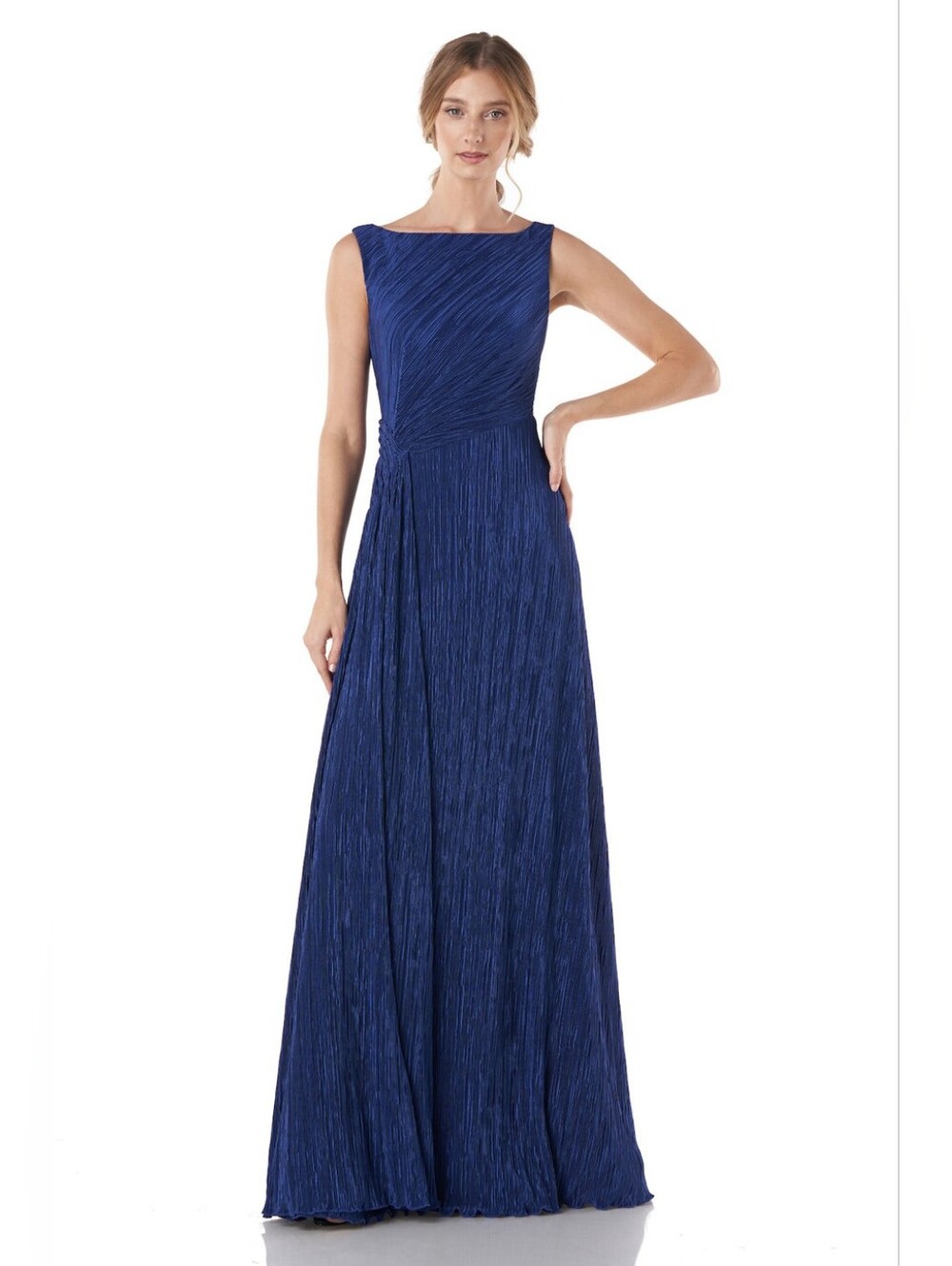 Kay Unger Contessa Navy Blue Evening Gown - Sleeveless Boat Neck